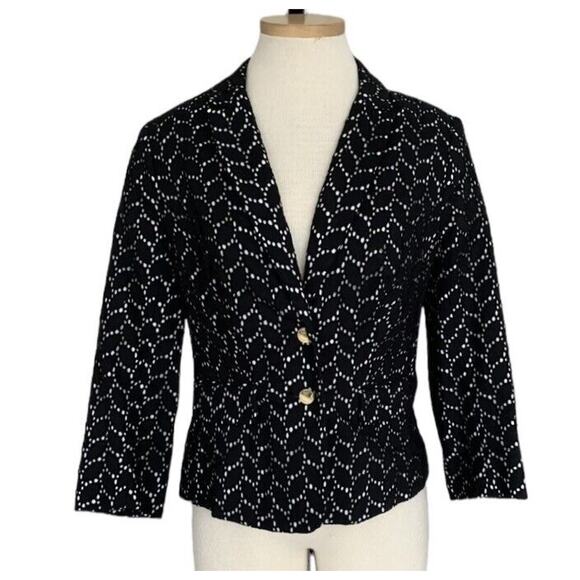 Vince Camuto Jackets & Blazers - Vince Camuto Black Eyelet Cotton Blazer Jacket Size 10 Lined